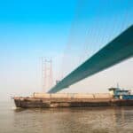 across the bridge of a cargo ship