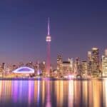 Toronto city skyline at night, Ontario, Canada