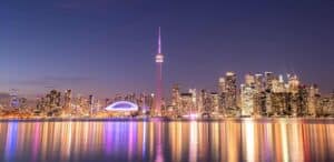 Toronto city skyline at night, Ontario, Canada